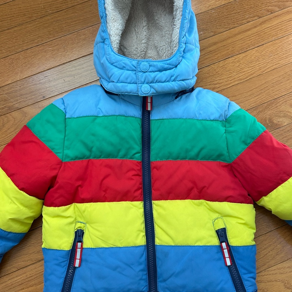 Mini Boden Colorful Striped Puffer Jacket- waterproof, 4-5y